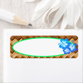 Fleurs Hibiscus bleu tropical Étiquette de style r (En situation)