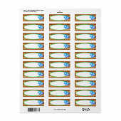 Fleurs Hibiscus bleu tropical Étiquette de style r (Feuille entière)