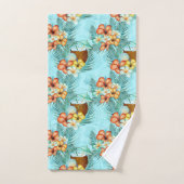 FLEURS HIBISQUES TROPICALES JAUNES ORANGE VERT (Serviette à main)