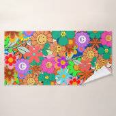 Fleurs hippies Boho Super rétros (Serviette de bain)