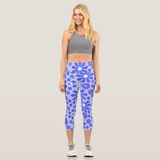 Fleurs hippies branchées Thème Capri Leggings (Recto)