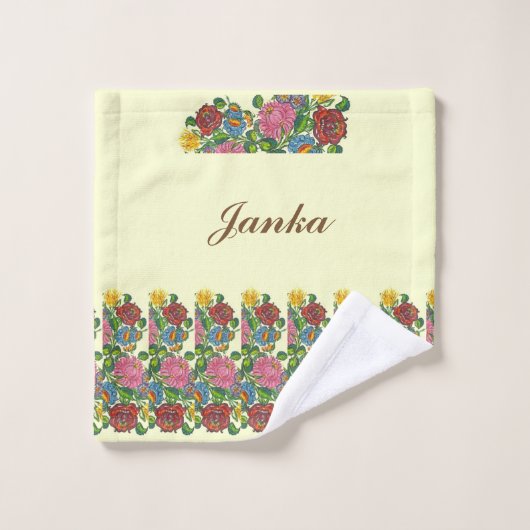 Fleurs hongroises - ajouter un nom (Gant de toilette)