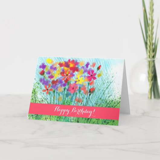 Fleurs impressionnistes Carte d'anniversaire perso (Devant)