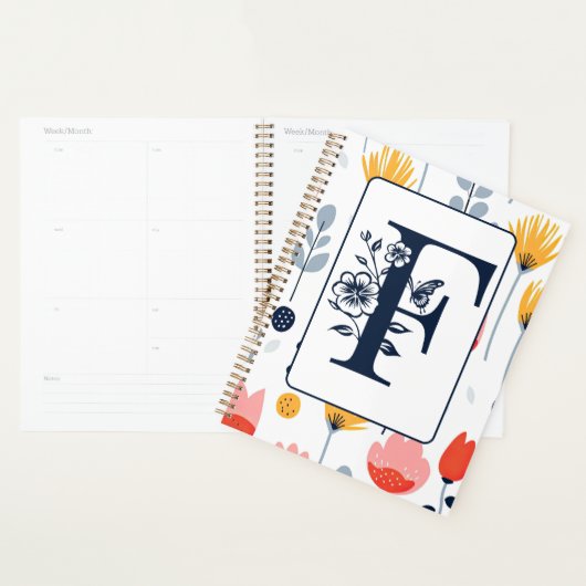 Fleurs imprimées monogramme initiales nom minimali (Devant avec enveloppe)