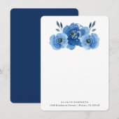 Fleurs Indigo | Carte papier à lettres personnalis (Devant / Derrière)