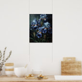 Fleurs Iris Bleues Poster d'impression (Cuisine)