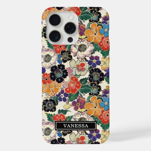 Fleurs Japonaises Colorées Monogrammées (Verso)