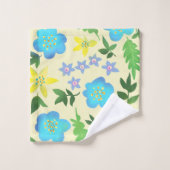 fleurs jaune et bleue (Gant de toilette)