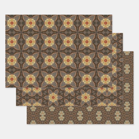 Fleurs Jaune Marron Papier pack 13 (Lot)