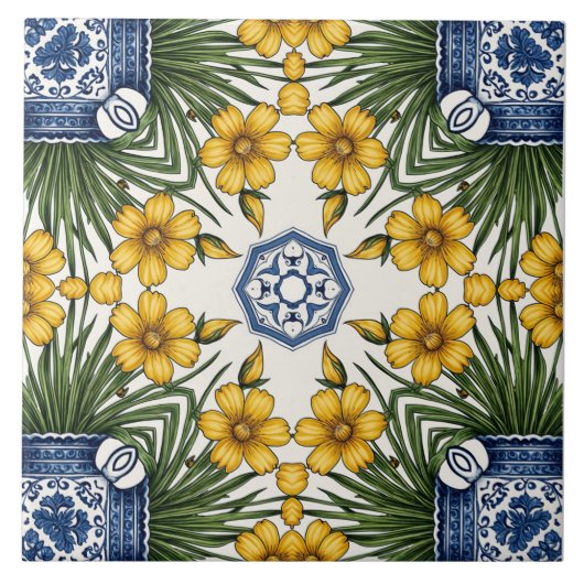 Fleurs jaunes 1 tegeltje (Voorkant)