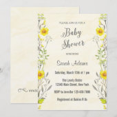 Fleurs Jaunes Aquarelle Baby shower Invitation (Devant / Derrière)