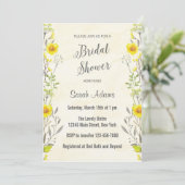 Fleurs Jaunes Aquarelle Nuptiale Invitation Douche (Debout devant)