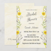Fleurs Jaunes Aquarelle Nuptiale Invitation Douche (Devant / Derrière)