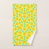 Fleurs jaunes aux formes géométriques vertes (Serviette à main)