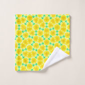 Fleurs jaunes aux formes géométriques vertes (Gant de toilette)
