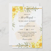 Fleurs jaunes avec invitations à un mariage d'or (Devant)
