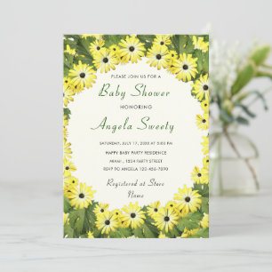 Fleurs Jaunes Baby shower encadré Invitation