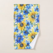 Fleurs Jaunes Bleues (Serviette à main)