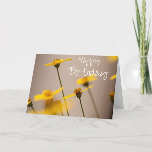 Fleurs Jaunes Bonne Carte Anniversaire (Devant)