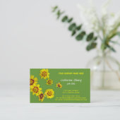 fleurs jaunes carte de visite verte (Debout devant)