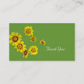 fleurs jaunes carte de visite verte (Dos)