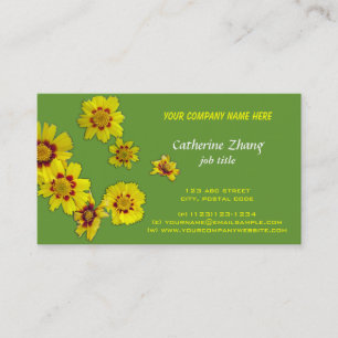 fleurs jaunes carte de visite verte