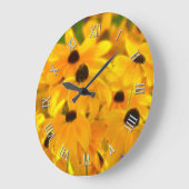 Fleurs Jaunes Daisy Horloge d'Art Floral (Angle)