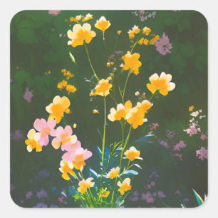 Fleurs jaunes dans un autocollant à bocaux