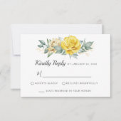 Fleurs jaunes élégantes verdure mariage d'été RSVP (Devant)