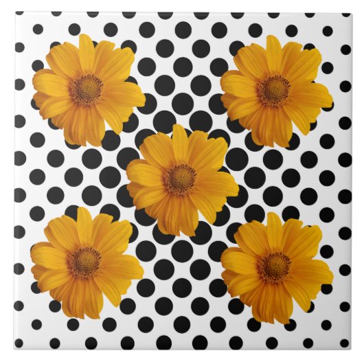 Fleurs jaunes ensoleillées sur Carreaux à points n (Devant)