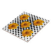 Fleurs jaunes ensoleillées sur Carreaux à points n (Côté)