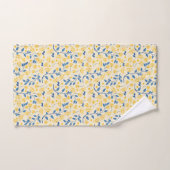 FLEURS JAUNES ET BLEU & FEUILLES (Serviette à main)