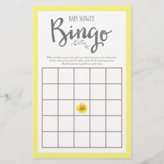 Fleurs jaunes et Feuilles gris Baby shower de cour (Devant)