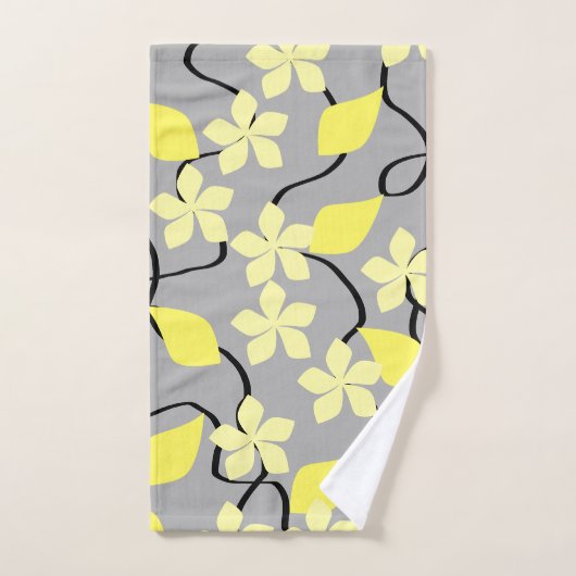 Fleurs jaunes et gris.Modèle floral. (Serviette à main)