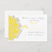 Fleurs Jaunes et Gris simples Cartes RSVP de maria (Devant / Derrière)