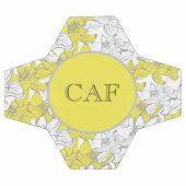 Fleurs jaunes et grises avec monogramme (Plat)