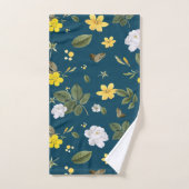 Fleurs jaunes et roses blanches (Serviette à main)