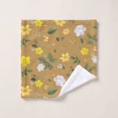 Fleurs jaunes et roses blanches 4 (Gant de toilette)