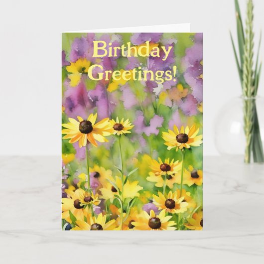 Fleurs Jaunes Fleur sauvage Daisy Carte Anniversai (Devant)