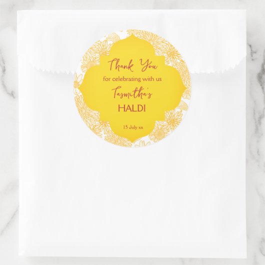 Fleurs jaunes haldi merci sticker (Sac)