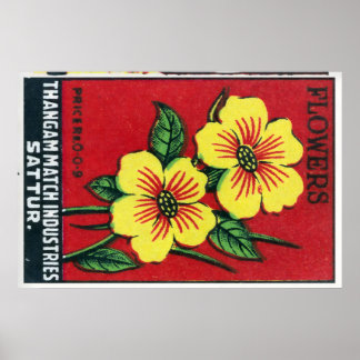 Fleurs Jaunes - Impression de Boîte d'Allumettes -