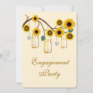 Fleurs Jaunes Mason Jars Invitation de la partie d
