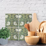 Fleurs Jaunes Pimpernel William Morris<br><div class="desc">Carreaux décoratifs avec un motif de William Morris (1834-1896),  Pimpernel (1876). Des pavots blancs aux feuilles verts et aux fleurs jaunes de pimpernel.</div>