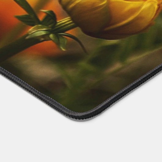 Fleurs Jaunes Profondes et Lumineuses avec Papillo (Coin)