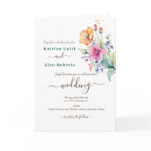 Fleurs Jaunes Roses Peach Peach Invitation pliée