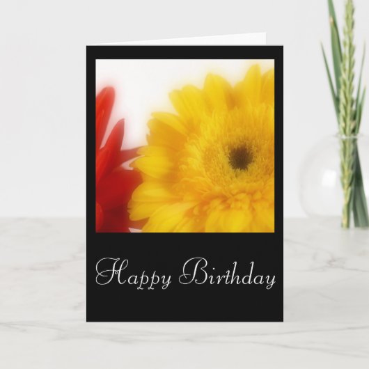 Fleurs Jaunes/Rouges Bonne Carte d'Anniversaire De (Devant)