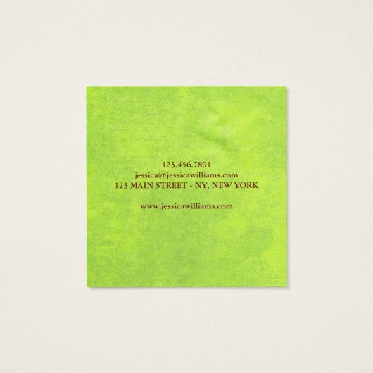 Fleurs jaunes sur Monogramme vert Abstrait (Dos)