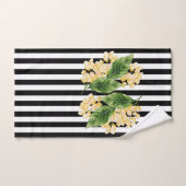 Fleurs jaunes sur rayures noir et blanc (Serviette à main)