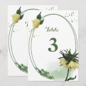 fleurs jaunes verdure numéro de table géométrique (Devant / Derrière)