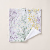 Fleurs Jaunes Vert Lavande Romantiques (Gant de toilette)